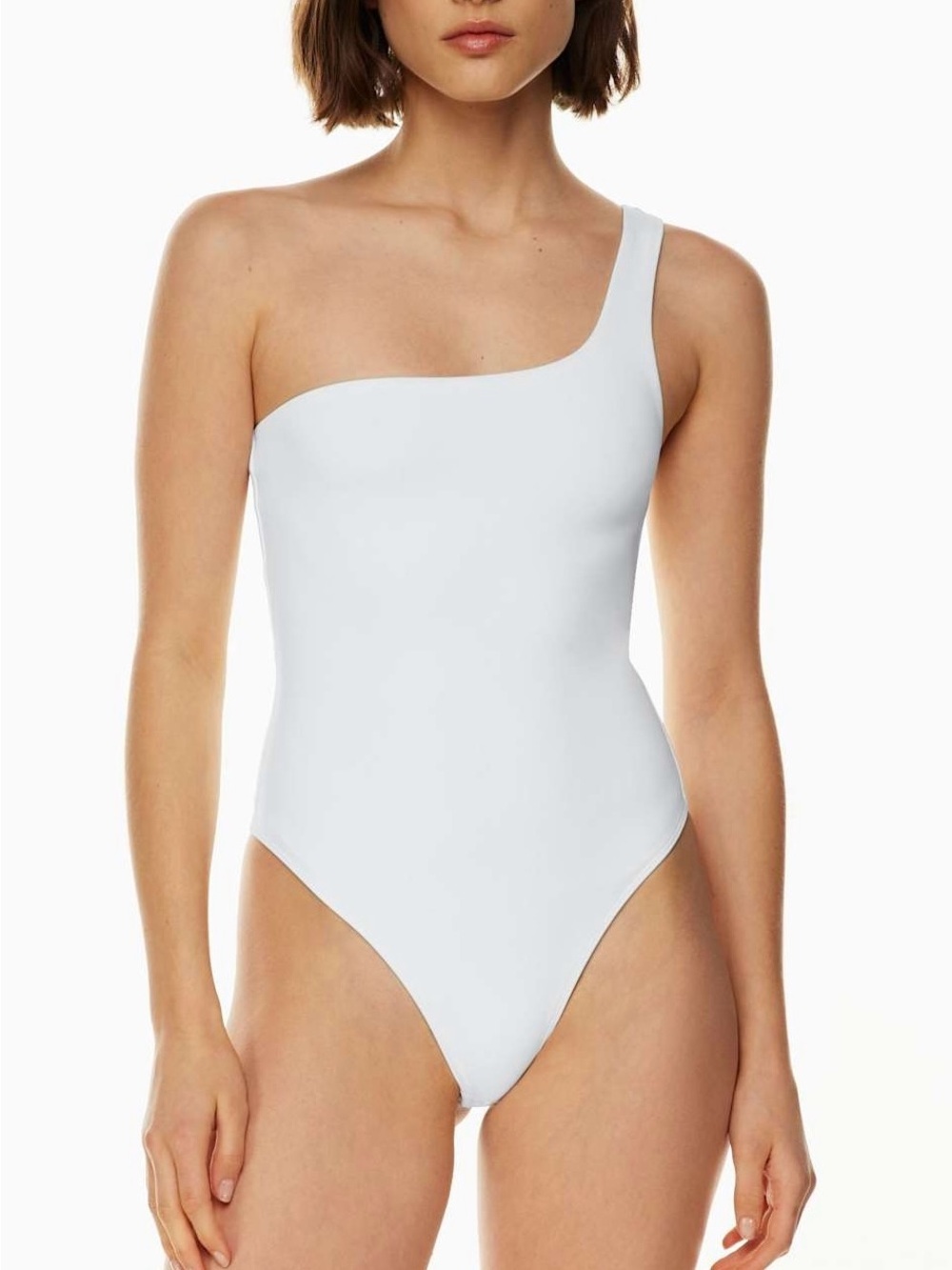 Babaton| Aritzia| One-Shoulder White Smooth Knit Contour Bodysuit Sz M